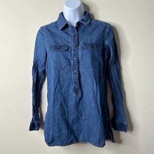 Old Navy Blue Chambray Denim Shirt XS